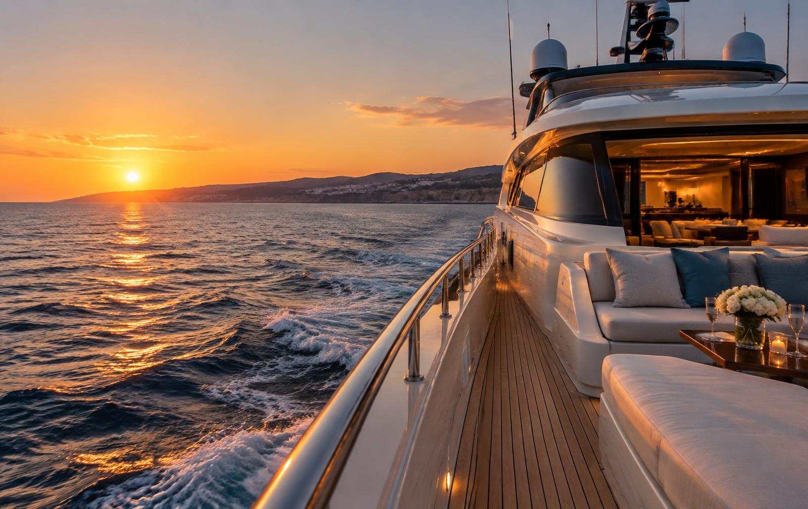 Black Sea yacht at sunset